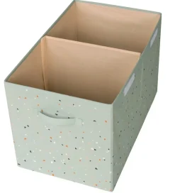 3 Sprouts Bokse Og Kasser>Opbevaringskasse m. Låg- 63x38x39 cm - Terrazzo/Grøn