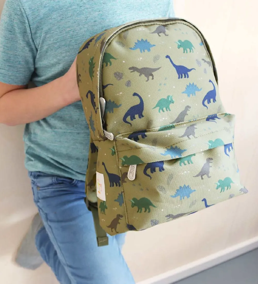 Børn A Little Lovely Company Børnehavetasker>Børnehavetaske - Dinosaur - Grøn