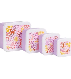 A Little Lovely Company Madkasser|Madkassesæt - 4 stk - Flower Garden