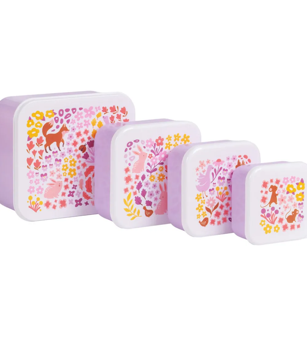 A Little Lovely Company Madkasser|Madkassesæt - 4 stk - Flower Garden