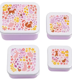 A Little Lovely Company Madkasser|Madkassesæt - 4 stk - Flower Garden