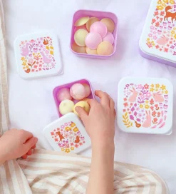 A Little Lovely Company Madkasser|Madkassesæt - 4 stk - Flower Garden