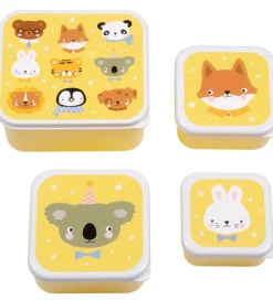 A Little Lovely Company Madkasser>Madkassesæt - 4 stk - Animal Friends