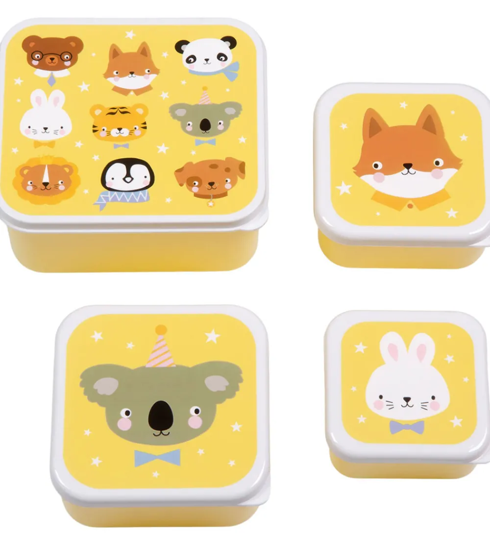 A Little Lovely Company Madkasser>Madkassesæt - 4 stk - Animal Friends