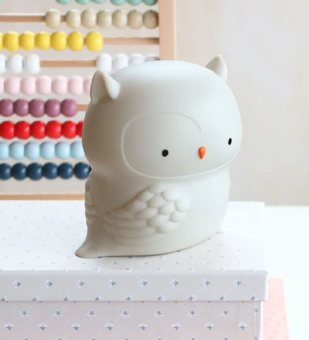 A Little Lovely Company Natlamper|Natlampe - 11,8x11,5 cm - Owl - Grå