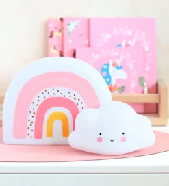 A Little Lovely Company Natlamper|Fritstående Lamper></noscript>Natlampe - 21 cm - Rainbow - Hvid/Rosa