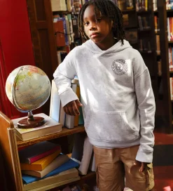 Børn Abercrombie & Fitch Hættetrøjer|Hættetrøje - Lysegråmeleret m. Print