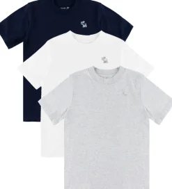 Børn Abercrombie & Fitch T-Shirts|T-shirts - 3-pak - Navy Blazer/Hvid/Gråmeler