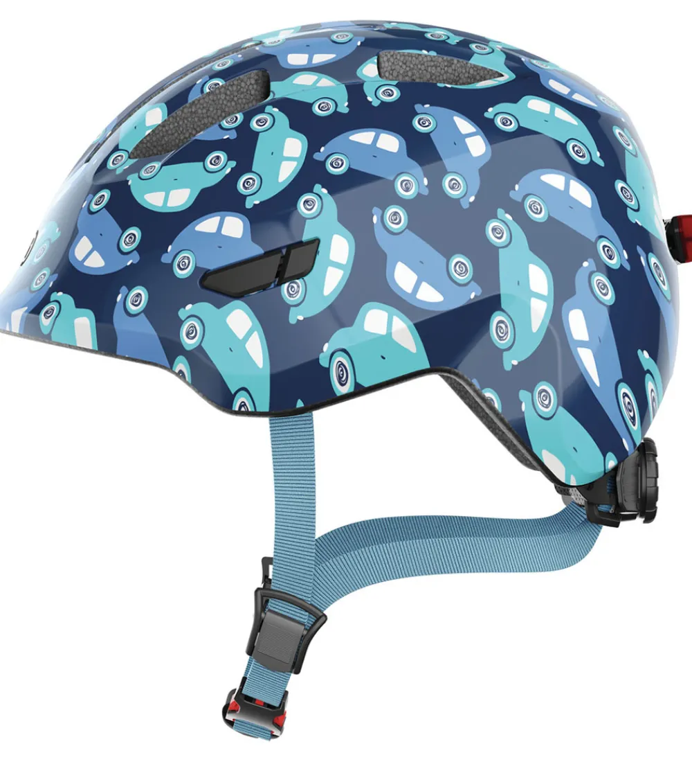 Børn Abus Børnesikkerhed|Cykelhjelme>Cykelhjelm - Smiley 3.0 Led - Blue Car