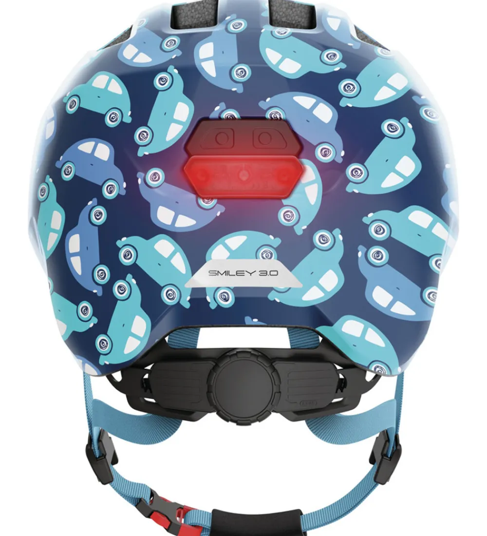 Børn Abus Børnesikkerhed|Cykelhjelme>Cykelhjelm - Smiley 3.0 Led - Blue Car