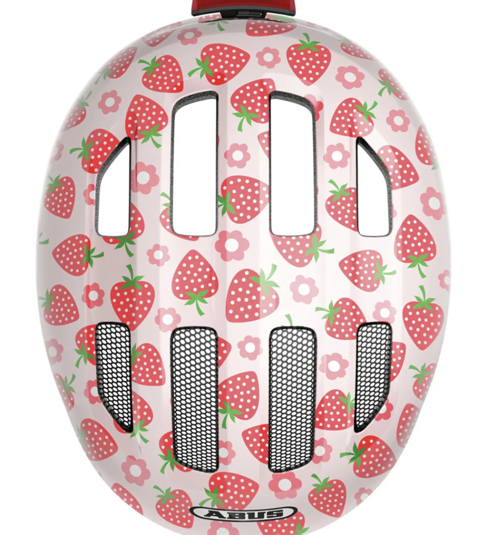 Børn Abus Børnesikkerhed|Cykelhjelme|Cykelhjelm - Smiley 3.0 Led - Rose Strawberry