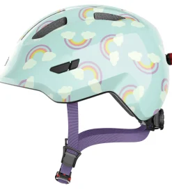 Børn Abus Børnesikkerhed|Cykelhjelme>Cykelhjelm - Smiley 3.0 Led - Blue Rainbow