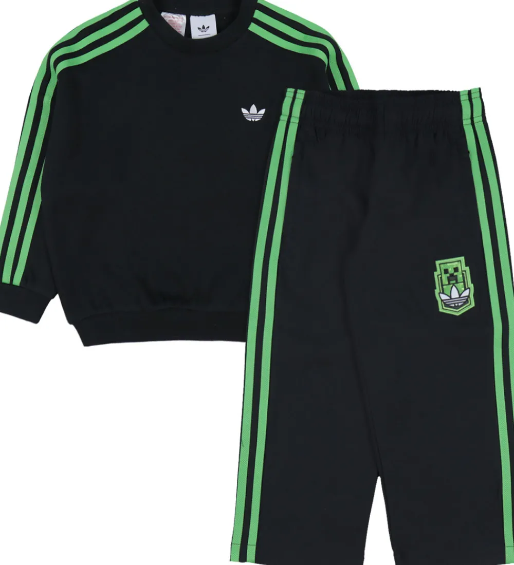adidas Originals Træningssæt>Sweatsæt - Crew - Minecraft - Sort m. Logo