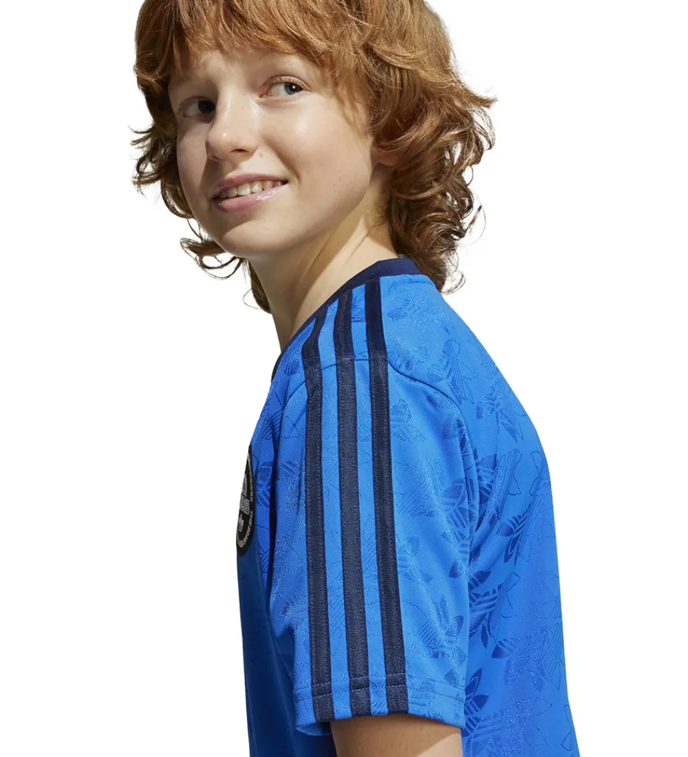 adidas Originals T-Shirts Og Toppe|Træning Og Gymnastik|T-shirt - Blå m. Logoer