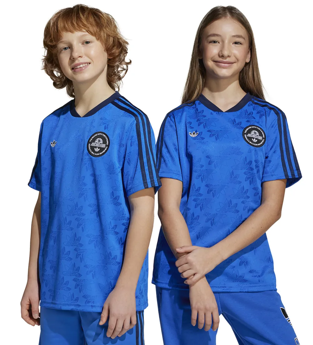 adidas Originals T-Shirts Og Toppe|Træning Og Gymnastik|T-shirt - Blå m. Logoer