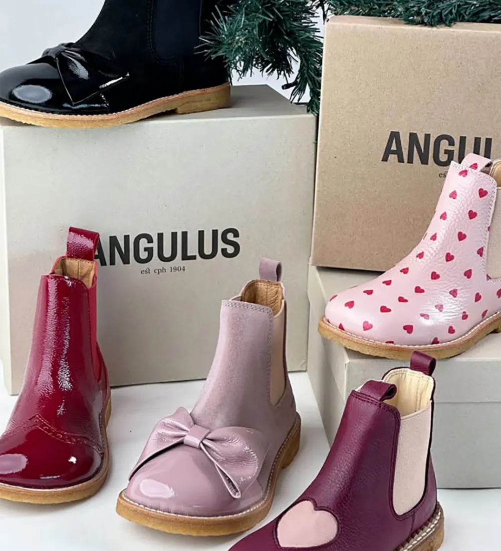 Angulus Støvler>Støvler - Chelsea - Sort m. Sløjfe