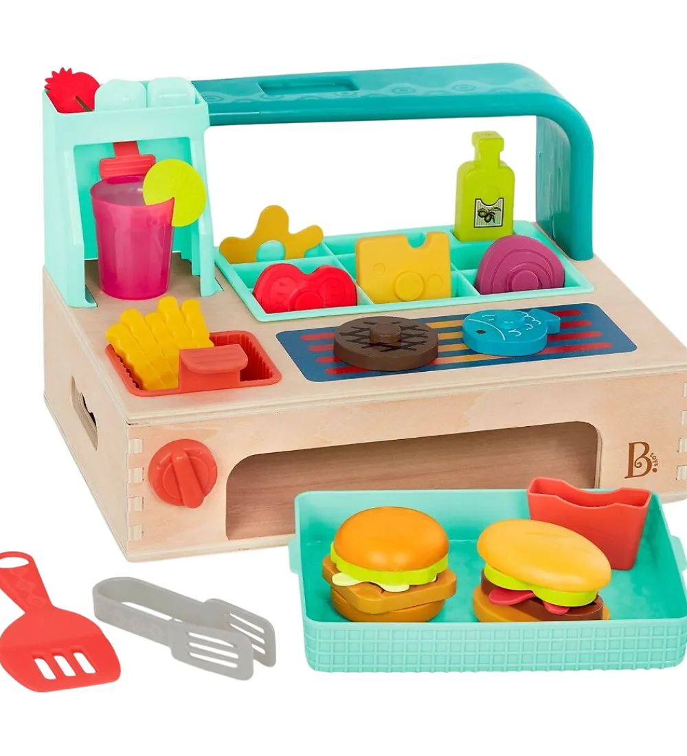 B. toys Rolleleg|Legekøkken Og Legemøbel|Legekøkken - 30 Dele - Burgerstation