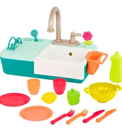 B. toys Legekøkken Og Legemøbel>Legekøkken - Køkkenvask m. Vand - 18 Dele