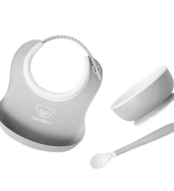 BabyBjörn Spisesæt|Hagesmække>Spisesæt - 3 Dele - Grå