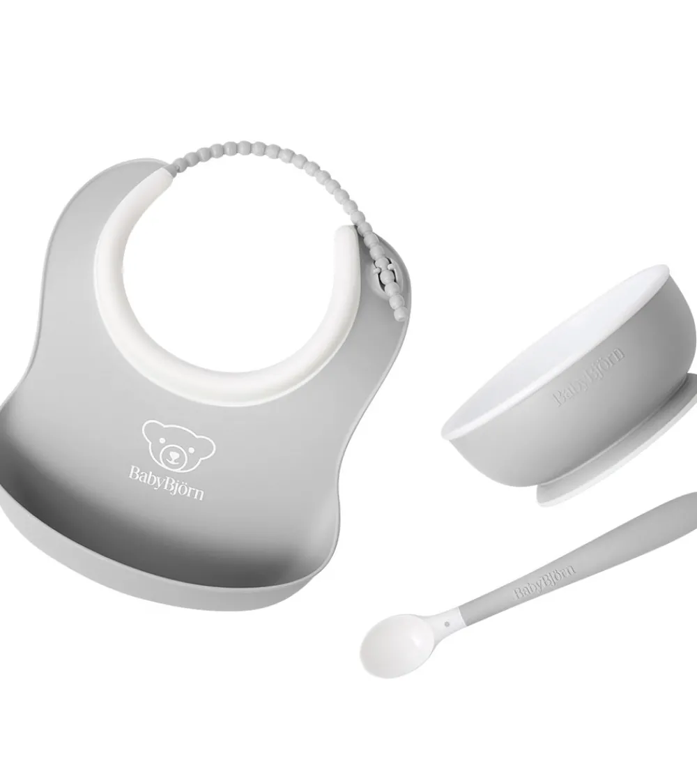 BabyBjörn Spisesæt|Hagesmække>Spisesæt - 3 Dele - Grå