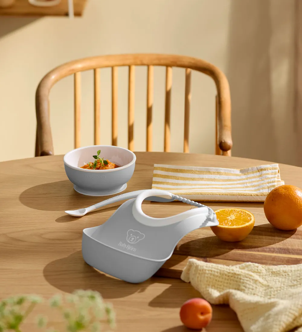 BabyBjörn Spisesæt|Hagesmække>Spisesæt - 3 Dele - Grå