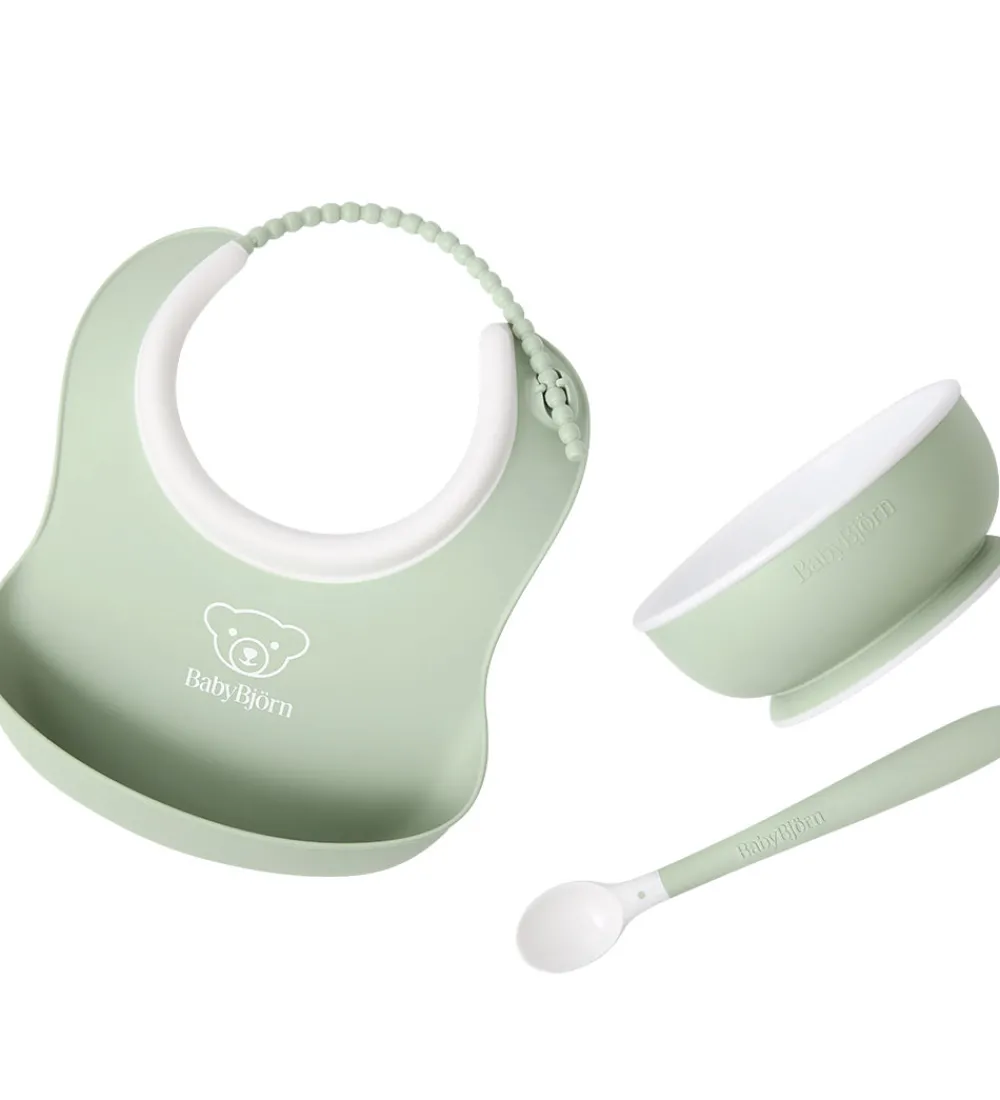 BabyBjörn Spisesæt|Hagesmække|Spisesæt - 3 Dele - Pastelgrøn