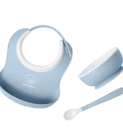 BabyBjörn Spisesæt|Hagesmække>Spisesæt - 3 Dele - Pastelblå