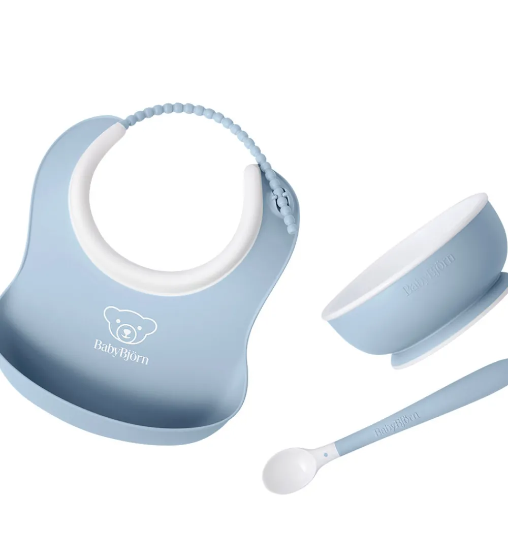 BabyBjörn Spisesæt|Hagesmække>Spisesæt - 3 Dele - Pastelblå