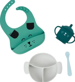 Babymoov Spisesæt|Spisesæt - 4 Dele - Learn'isy - Grøn m. Print