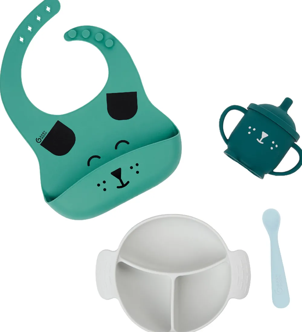 Babymoov Spisesæt|Spisesæt - 4 Dele - Learn'isy - Grøn m. Print