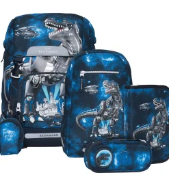 Beckmann Skoletasker>Skoletaskesæt - Classic - Tech Rex - Sort