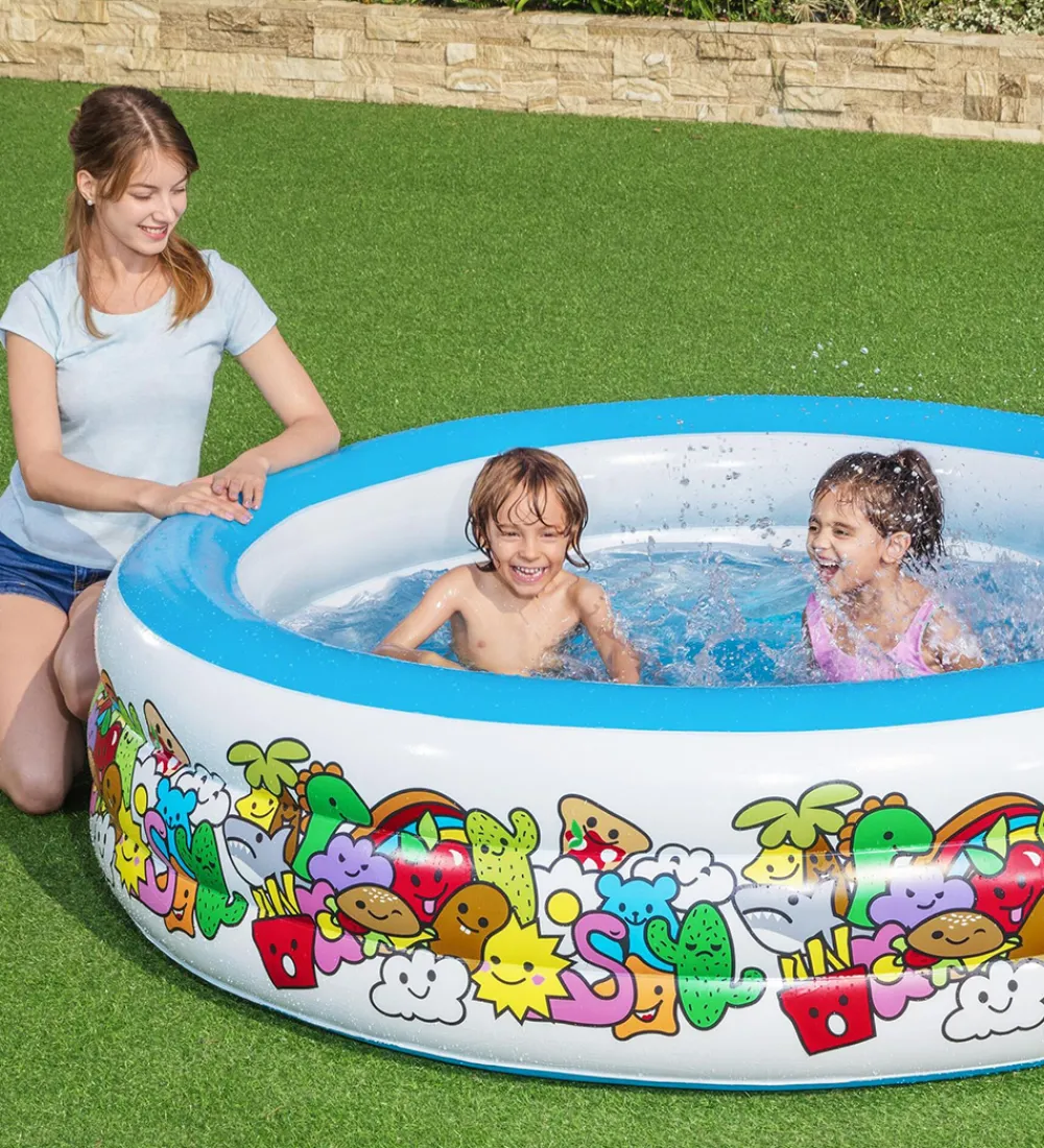 Bestway Vandleg|Badebassin|Badebassin - 196x53cm - Hvid/Blå m. Print