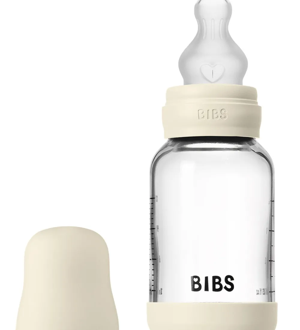 BIBS Sutteflasker|Amning>Sutteflaske - 120 ml - Glas/Silikone - Ivory
