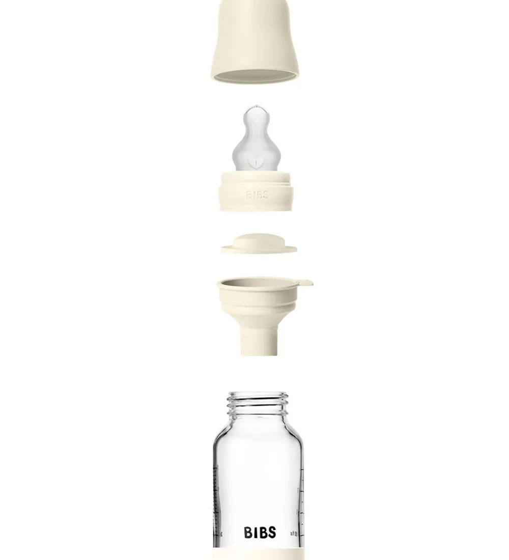 BIBS Sutteflasker|Amning>Sutteflaske - 120 ml - Glas/Silikone - Ivory