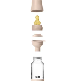 BIBS Sutteflasker|Amning>Sutteflaske - 120 ml - Glas/Naturgummi - Blush