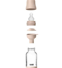BIBS Sutteflasker|Amning>Sutteflaske - 120 ml - Glas/Silikone - Blush