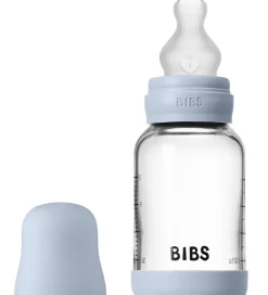 BIBS Sutteflasker|Amning>Sutteflaske - 120 ml - Glas/Silikone - Baby Blue