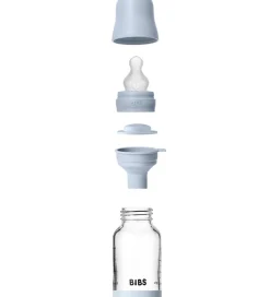 BIBS Sutteflasker|Amning>Sutteflaske - 120 ml - Glas/Silikone - Baby Blue