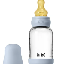BIBS Sutteflasker|Amning>Sutteflaske - 120 ml - Glas/Naturgummi - Baby Blue