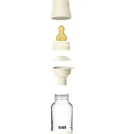 BIBS Sutter|Sutteflasker|Sutteflaske - 120 ml - Glas/Naturgummi - Ivory