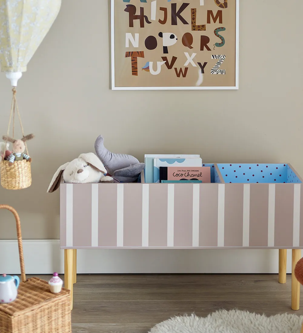 Bloomingville Bokse Og Kasser|Opbevaring>Bogkasse - Salam - 90 cm - Brun m. Striber