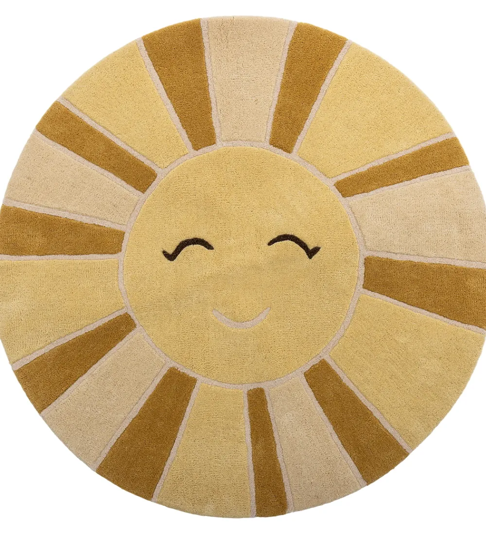 Børn Bloomingville Tæpper|Børneværelset|Gulvtæppe - 110 cm - Sun - Uld - Gul