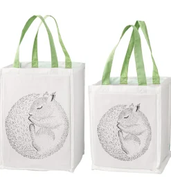 Bloomingville Opbevaringstæpper|Opbevaringsposer - 2 stk - 30/40 cm - Hvid/Grøn m.