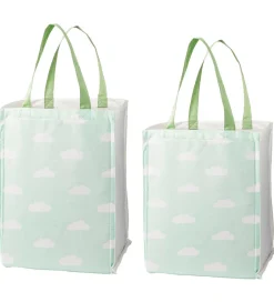 Bloomingville Opbevaringstæpper|Opbevaringsposer - 2 stk - 30/40 cm - Hvid/Grøn m.