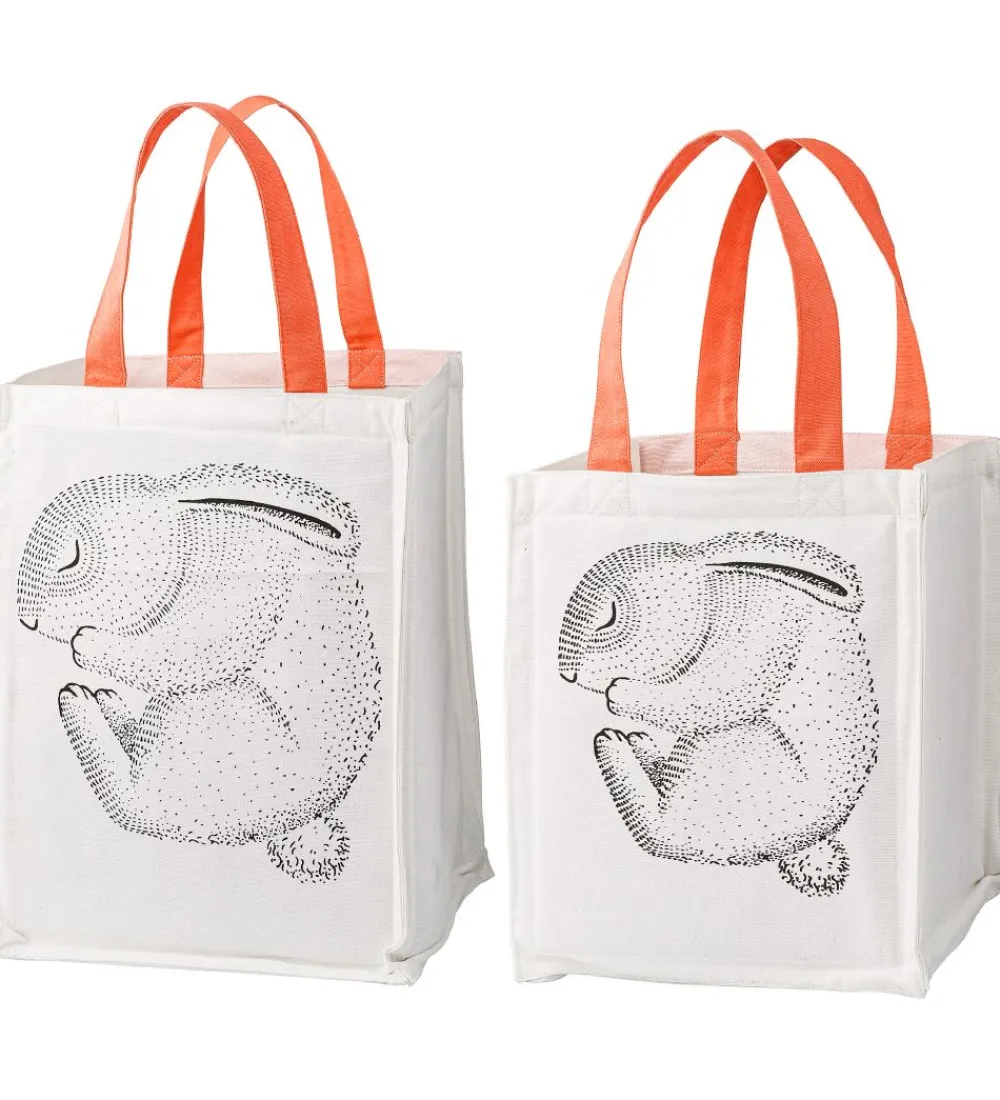 Bloomingville Opbevaringstæpper|Opbevaringsposer - 2 stk - 30/40 cm - Hvid/Koral m