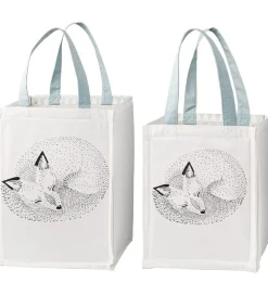 Bloomingville Opbevaringstæpper|Opbevaringsposer - 2 stk - 30/40 cm - Hvid/Lyseblå