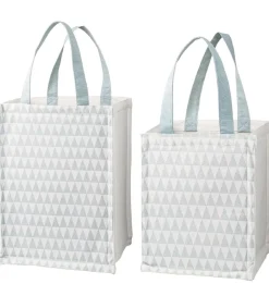 Bloomingville Opbevaringstæpper|Opbevaringsposer - 2 stk - 30/40 cm - Hvid/Lyseblå