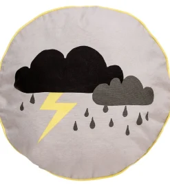 Bloomingville Pyntepuder|Pude - Ø50 cm - Grå/Gul m. Skyer