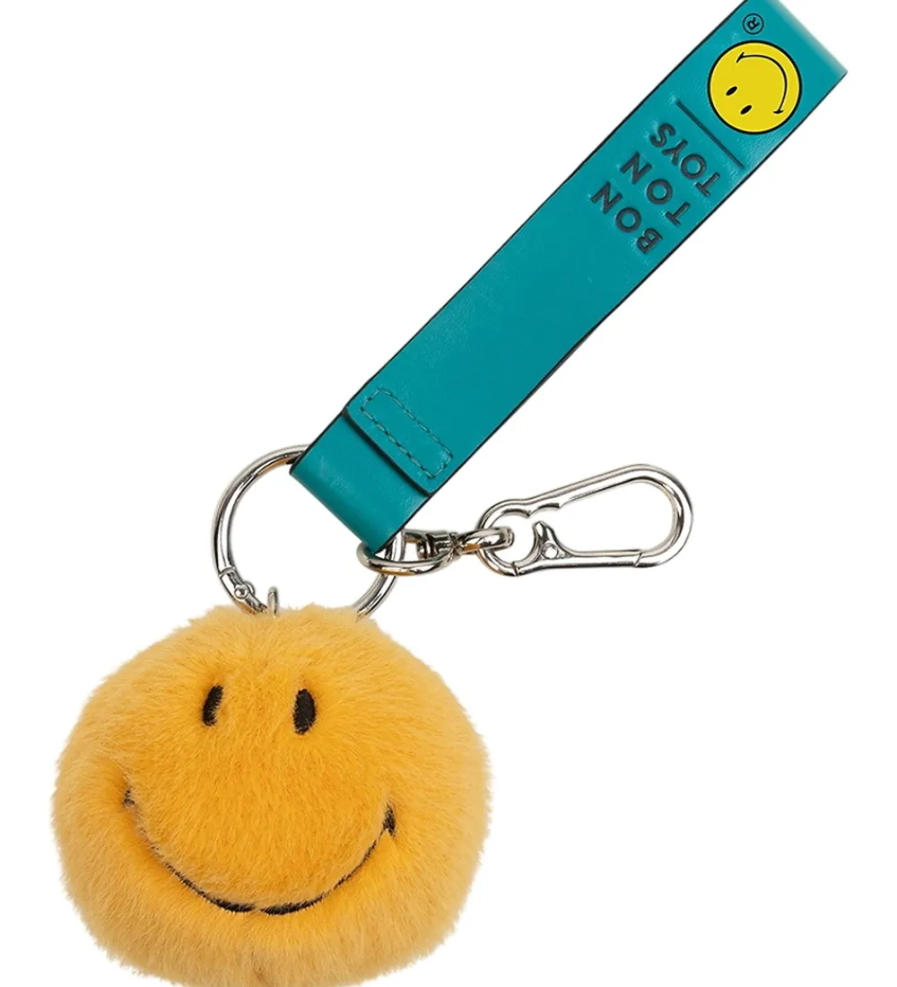 Bon Ton Toys Nøgleringe|Nøglering - 7 cm - Smiley ECO Fuzzy Bag Charm - Yel