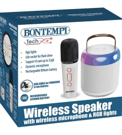 Bontempi Musikinstrumenter|Højtalere|Mini Højtaler m. Mikrofon/Lys - Trådløs